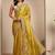 yellow embroidered saree with unstitched blouse piece