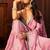 pink bubblegum pink embellished satin saree with gota border