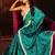 teal cerulean blue embellished satin saree with gota border