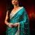 teal cerulean blue embellished satin saree with gota border