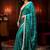 teal cerulean blue embellished satin saree with gota border
