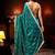 teal cerulean blue embellished satin saree with gota border