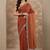 rust solid saree with unstitched blouse piece