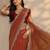 rust solid saree with unstitched blouse piece
