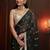 black embellished satin saree