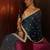 teal midnight blue embellished satin saree with gota border