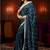 teal midnight blue embellished satin saree with gota border