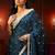 teal midnight blue embellished satin saree with gota border
