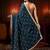 teal midnight blue embellished satin saree with gota border