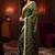 olive leaf green embellished satin saree with gota border