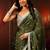 olive leaf green embellished satin saree with gota border