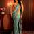 sea green embellished satin saree with gota border