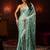 sea green embellished satin saree with gota border