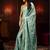sea green embellished satin saree with gota border