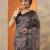 charcoal printed saree with unstitched blouse piece