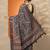 charcoal printed saree with unstitched blouse piece