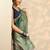 green embellished baluchari silk blend saree with unstitched blouse piece
