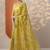 yellow embroidered organza saree with unstitched blouse piece
