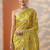 yellow embroidered organza saree with unstitched blouse piece
