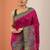 pink paisley embroidered silk blend heavy work saree