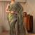 olive floral embroidered tissue saree