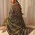 olive floral embroidered tissue saree