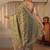 olive floral embroidered tissue saree