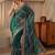 teal floral embroidered tissue saree