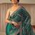 teal floral embroidered tissue saree