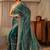 teal floral embroidered tissue saree
