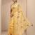 lime green embroidered saree with unstitched blouse piece