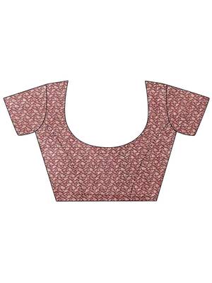 maroon printed saree with unstitched blouse piece 4