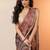maroon printed saree with unstitched blouse piece