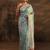 sea green ethnic motifs embroidered saree with unstitched blouse piece