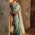 sea green ethnic motifs embroidered saree with unstitched blouse piece