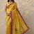 yellow embellished organza sarees with unstitched blouse piece