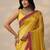 yellow embellished organza sarees with unstitched blouse piece