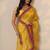 yellow embellished organza sarees with unstitched blouse piece