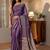 purple banarasi silk blend saree