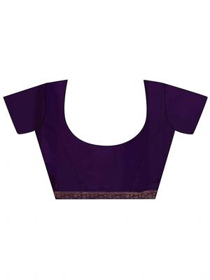 purple banarasi silk blend saree 3