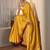 yellow banarasi silk blend saree