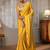yellow banarasi silk blend saree