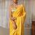yellow banarasi silk blend saree