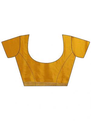 yellow banarasi silk blend saree 5