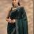 green solid saree with unstitched blouse piece