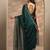 green solid saree with unstitched blouse piece