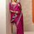 magenta embellished saree with unstitched blouse piece