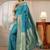 teal banarasi silk blend saree
