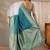teal banarasi silk blend saree