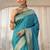 teal banarasi silk blend saree